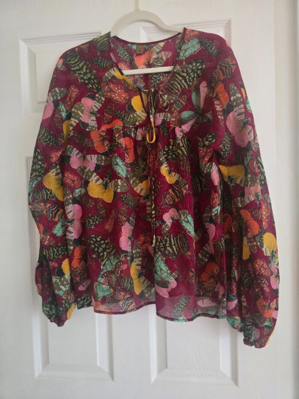 FARM RIO Sheer Bug/Beetle Blouse L